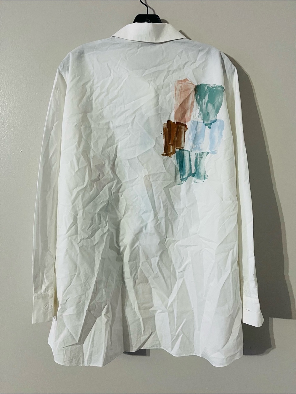 LAFAYETTE 148 Painter's Palette Print Cotton Poplin Oversized Shirt Sz L - Picture 7 of 11